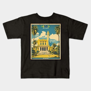 Art Museum Sao Paulo Brazil Vintage Tourism Travel Poster Art Kids T-Shirt